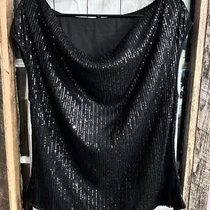 Black Sequin Cowl Neck Women's Top size large